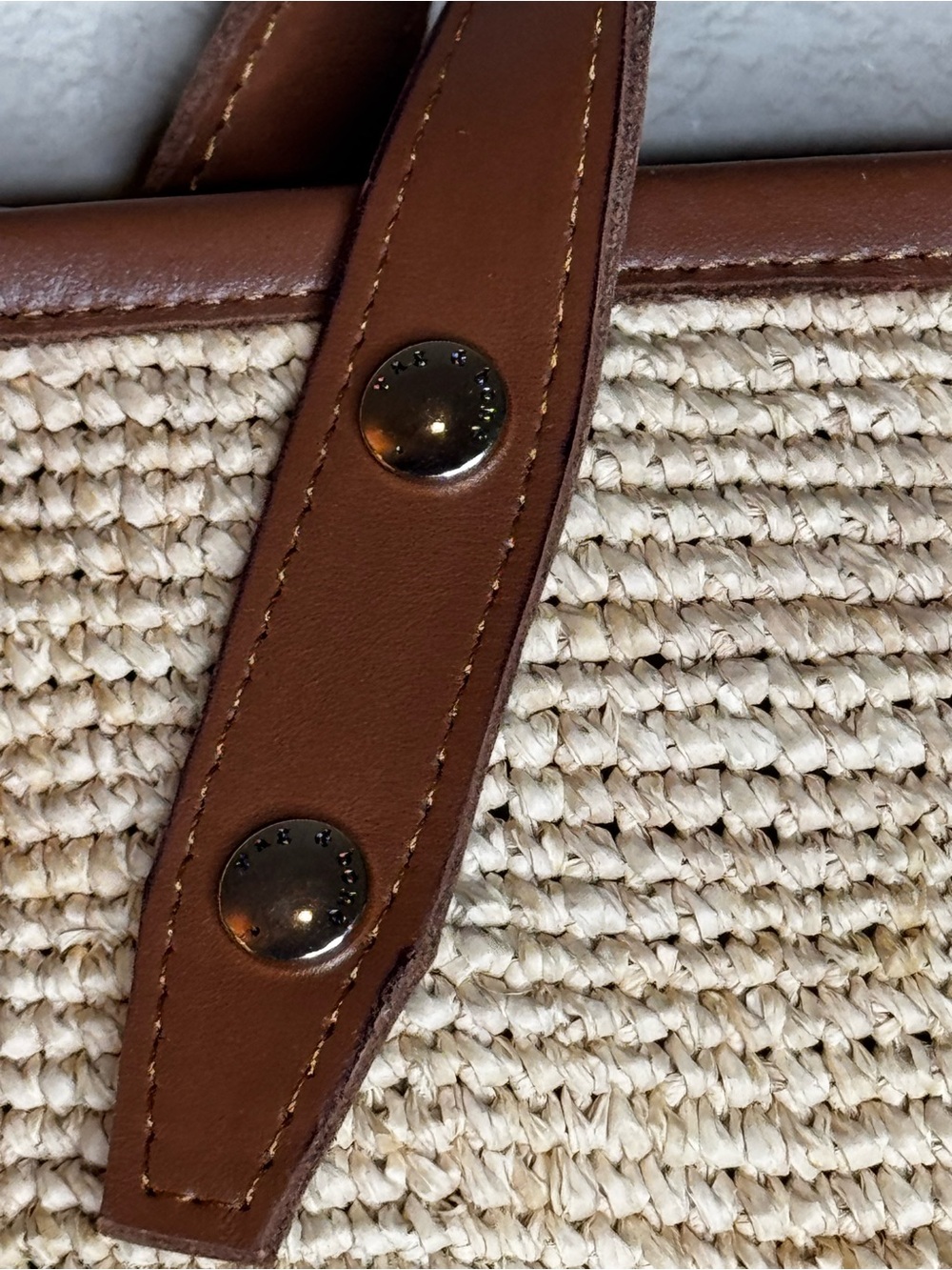 Rag & Bone Daily Leather Trim Straw Raffia Tote Natural NWT $258 - Picture 6 of 9